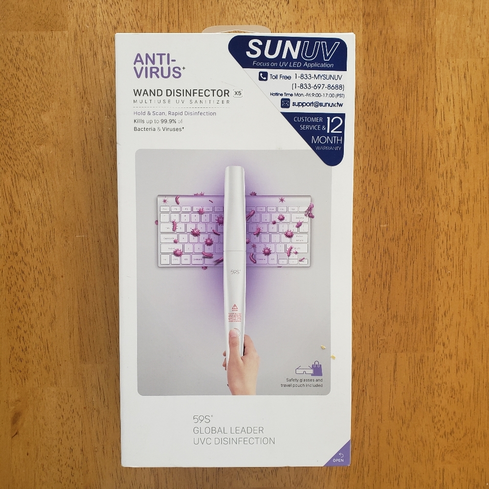 59S UV Light Sanitizer Wand X5, Portable Chargeable UVC Light Disinfector Lamp